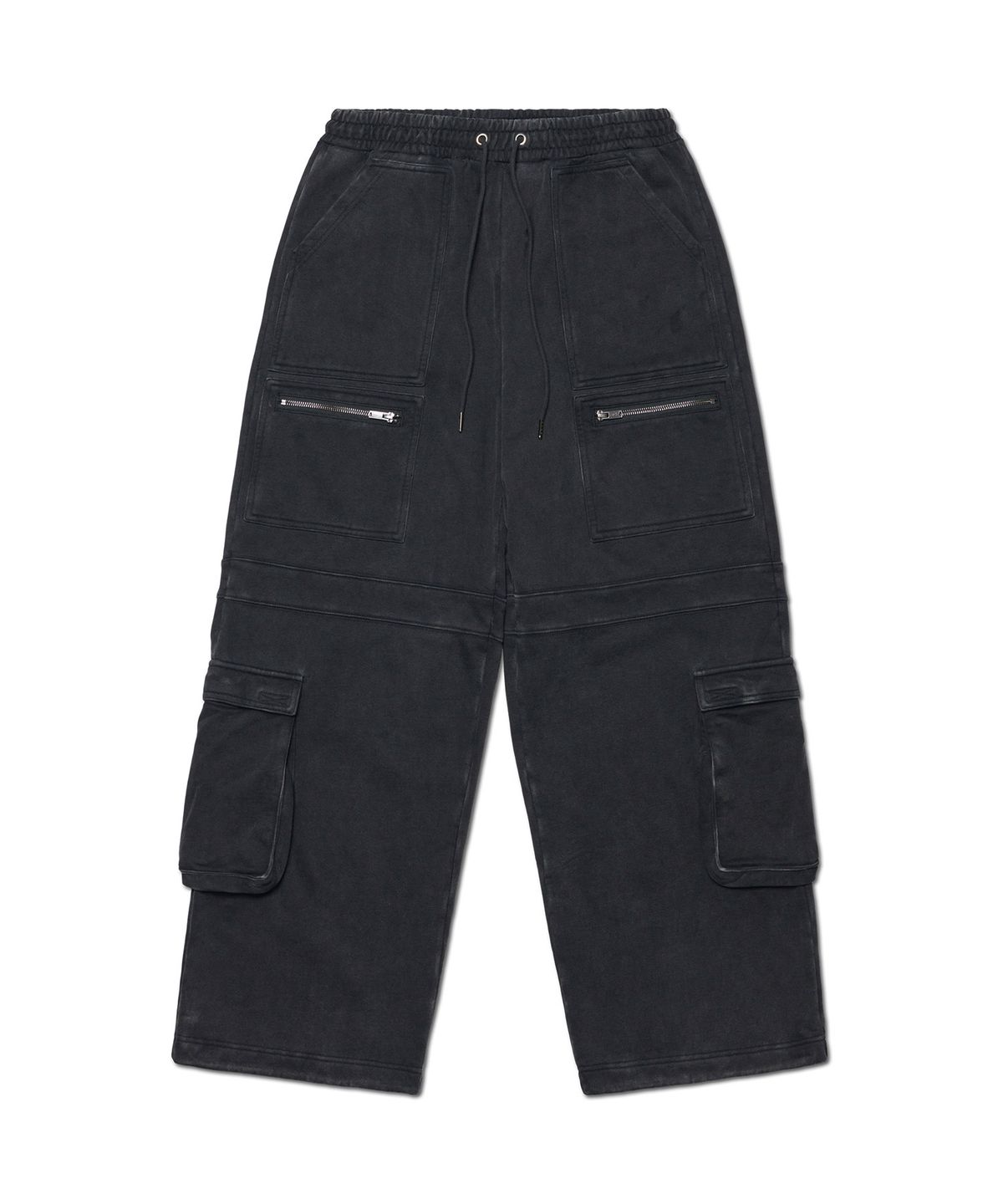 노매뉴얼(NOMANUAL) MULTI CARGO SWEATPANTS - WASHED BLACK