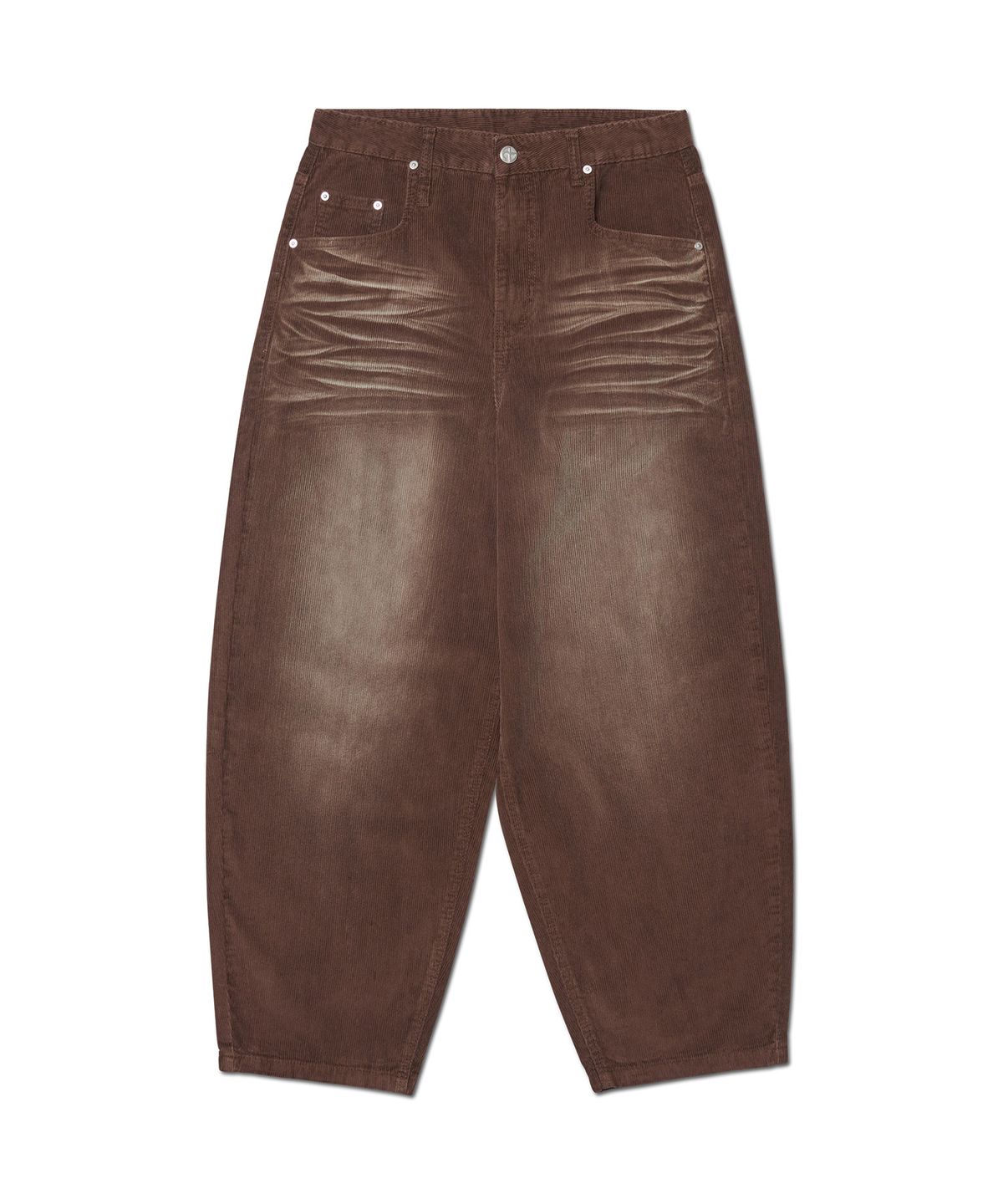 노매뉴얼(NOMANUAL) WAVE CURVED CORDUROY PANTS - BROWN