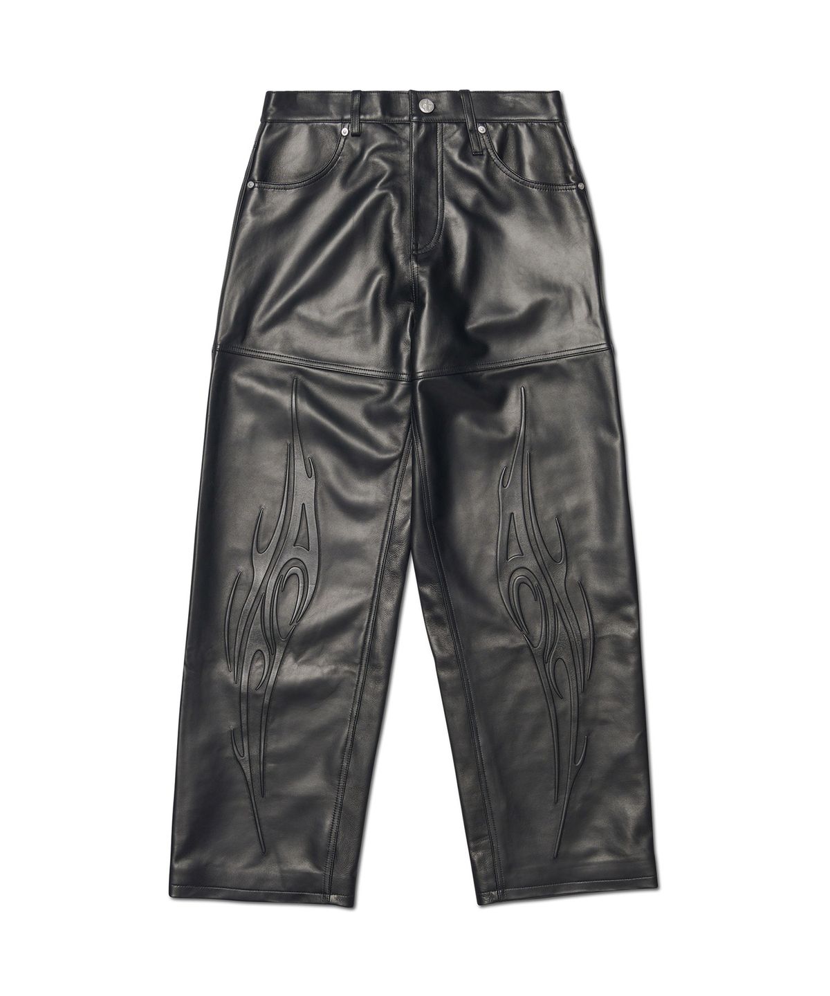 노매뉴얼(NOMANUAL) EMBOSSED LEATHER PANTS - BLACK