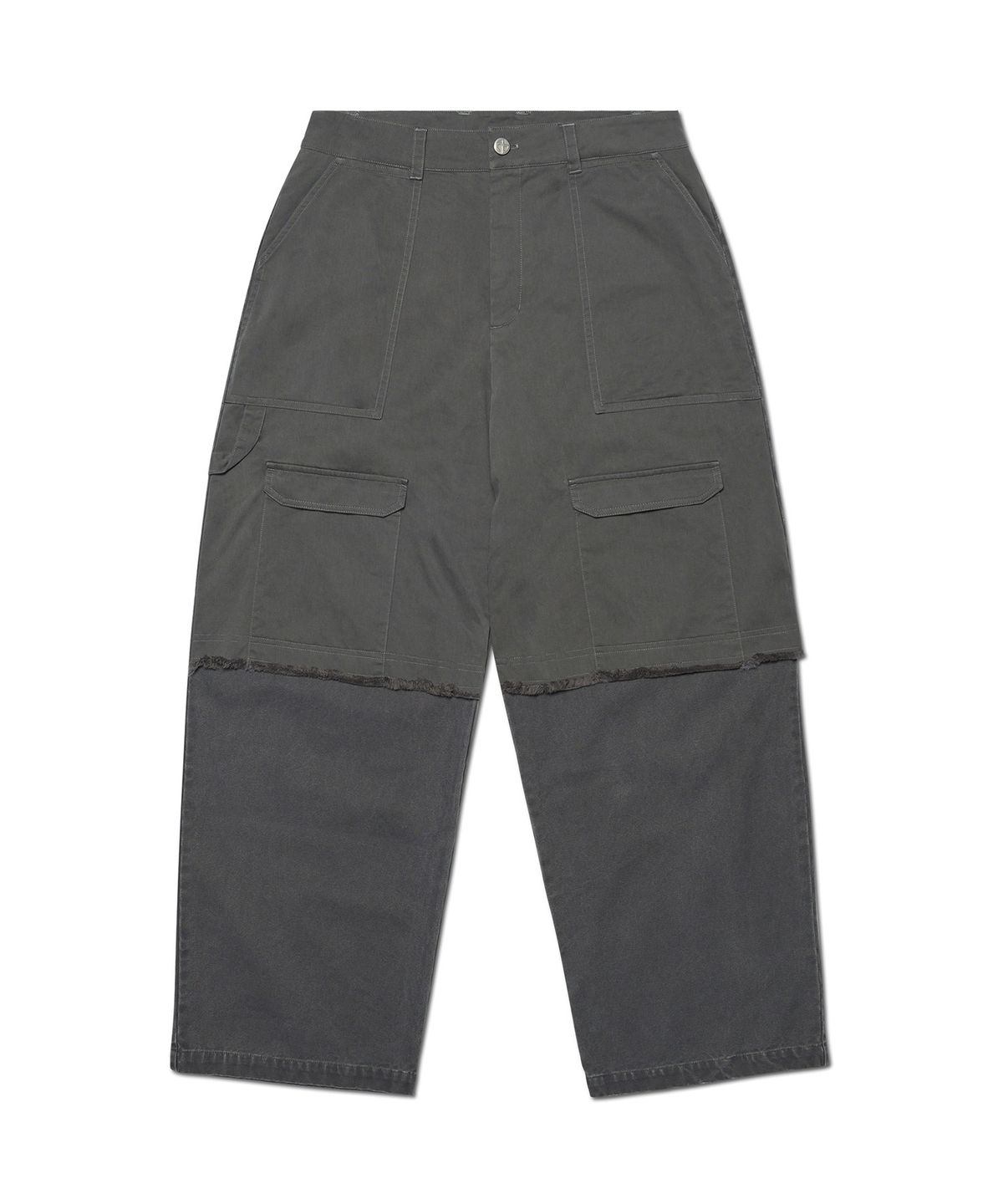 노매뉴얼(NOMANUAL) DOUBLE LAYERED CARGO PANTS - WASHED GRAY