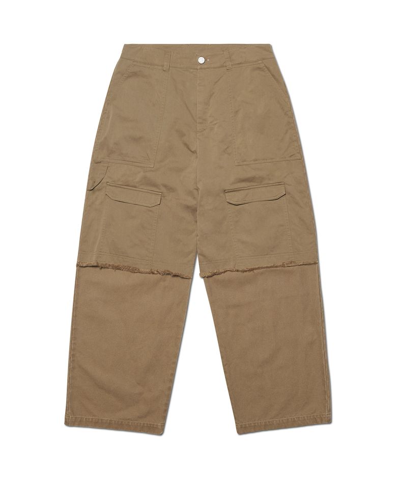 DOUBLE LAYERED CARGO PANTS - WASHED BEIGE