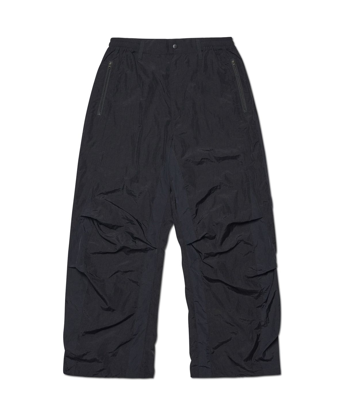 노매뉴얼(NOMANUAL) TUCK-STRUCTURED NYLON PANTS - BLACK