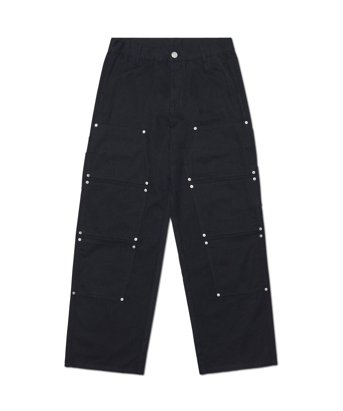 노매뉴얼(NOMANUAL) DIVIDED DOUBLE KNEE PANTS - BLACK