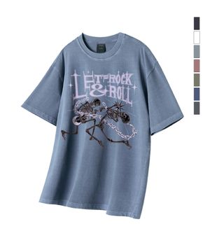 Lets Rock and Roll  피그먼트 오버핏 반팔 티셔츠_7 COL