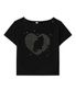 TYPE CAT OFF SHOULDER T SHIRTS BLACK