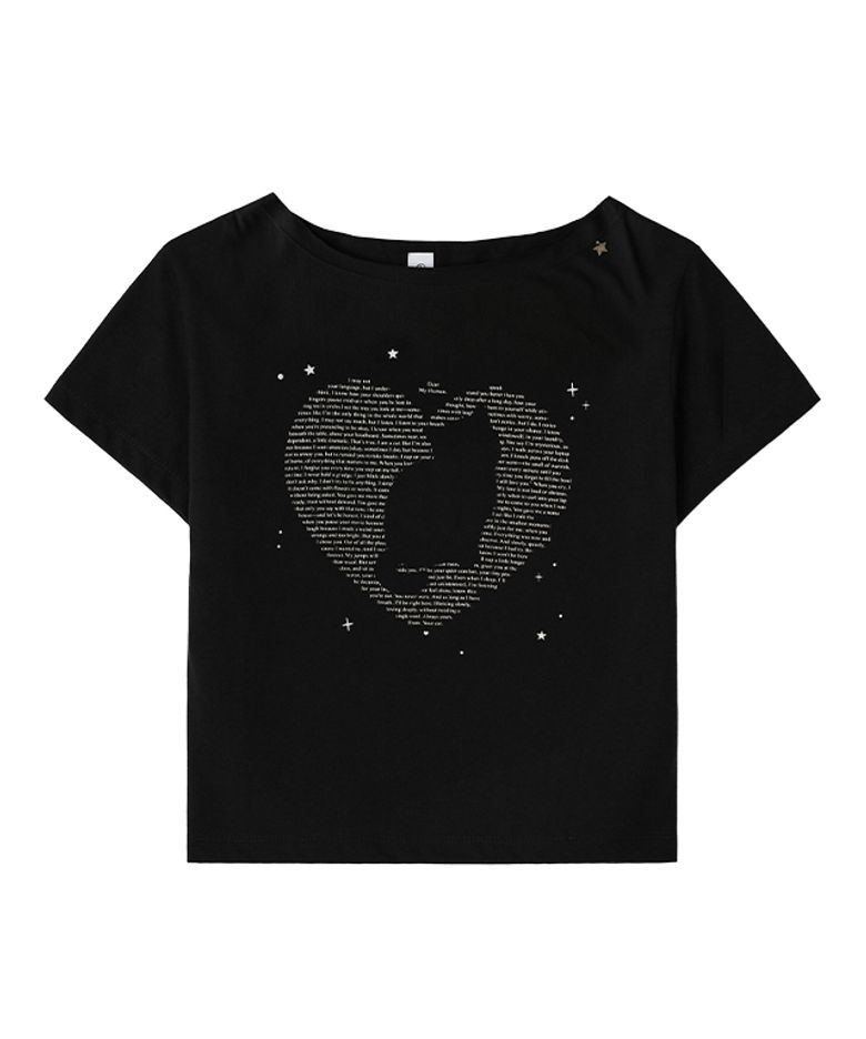 TYPE CAT OFF SHOULDER T SHIRTS BLACK