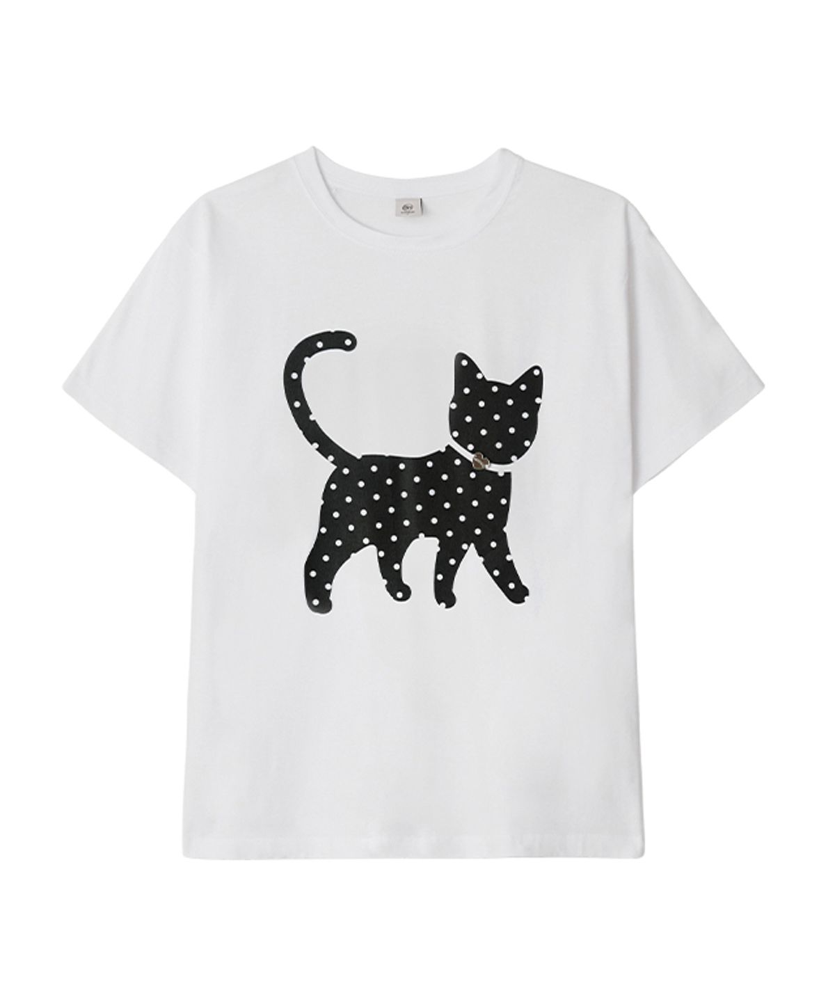 론론(RONRON) DOT CAT T BASIC FIT SHIRTS WHITE