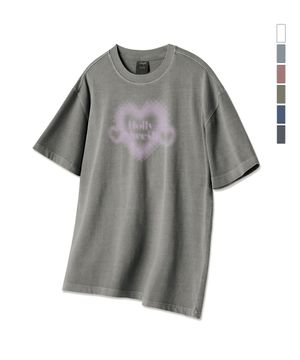 Hollysheesh 하트 피그먼트 오버핏 반팔 티셔츠_6 COL (크롭 포함)