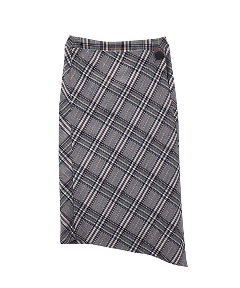 Jenia check lap skirt(brown)