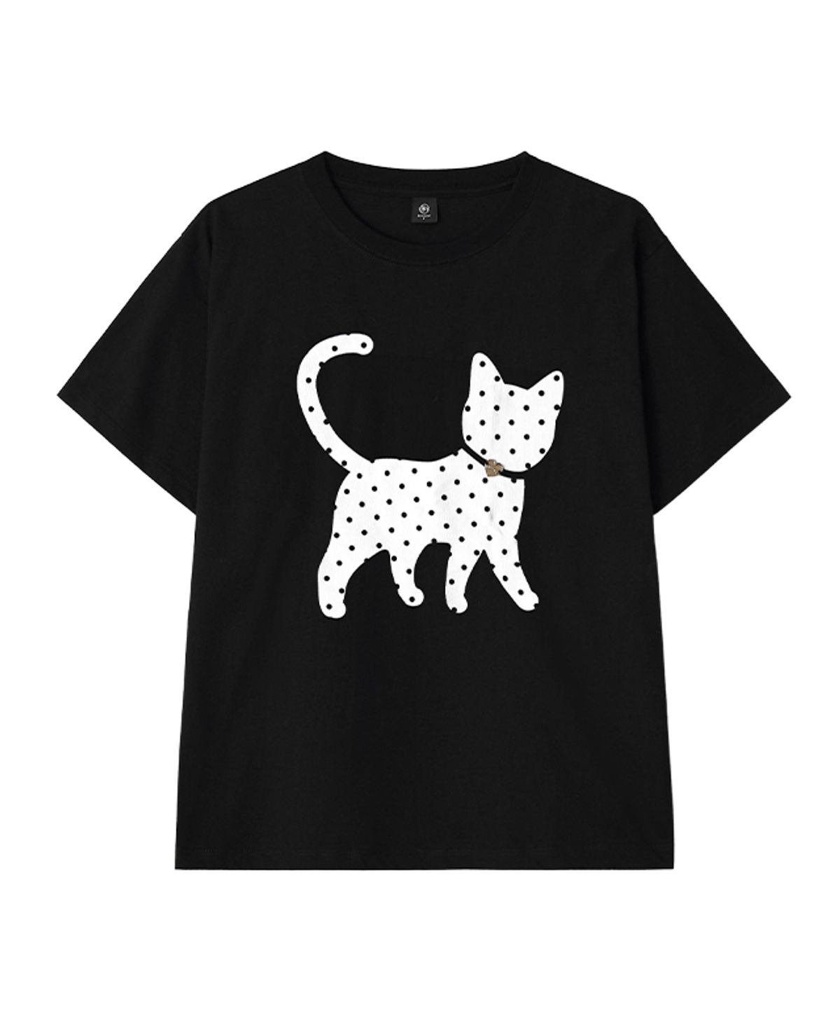론론(RONRON) DOT CAT T BASIC FIT SHIRTS BLACK