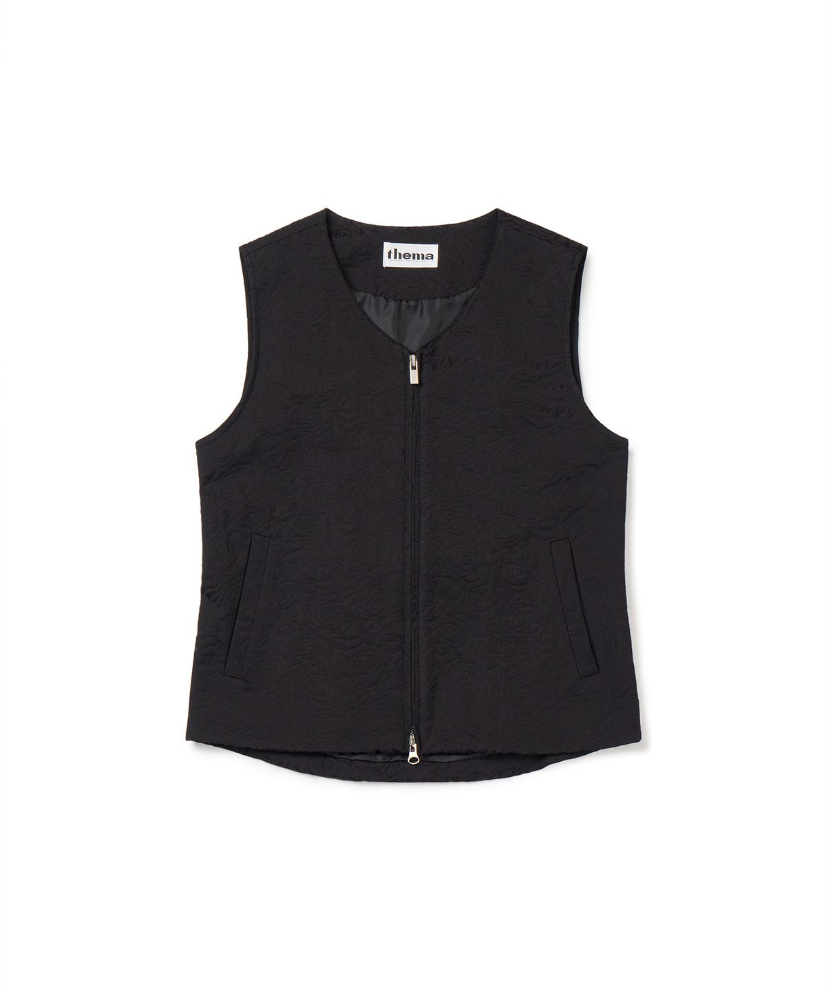 떼마(THEMA) flower jacquard belted vest_woman (black)