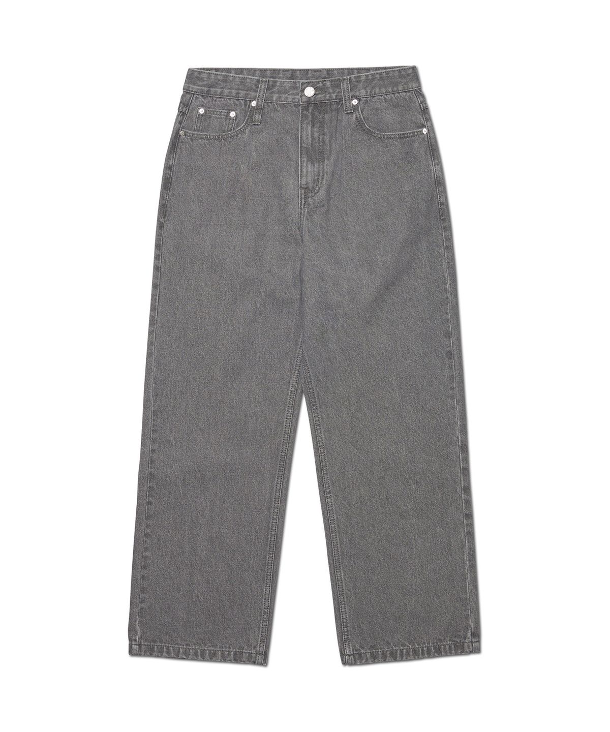 노매뉴얼(NOMANUAL) STRAIGHT WIDE DENIM PANTS - GRAY