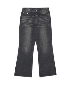 SOFT FLARE DENIM PANTS - WASHED BLACK
