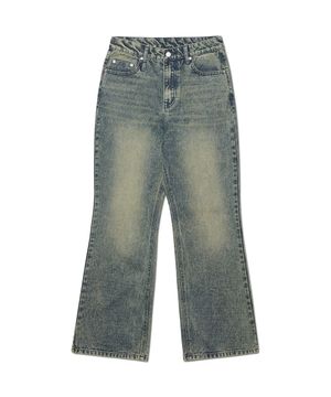 SOFT FLARE DENIM PANTS - WASHED BLUE