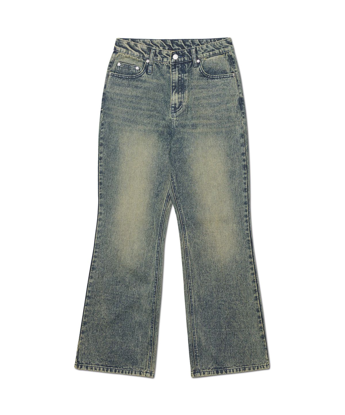 노매뉴얼(NOMANUAL) SOFT FLARE DENIM PANTS - WASHED BLUE