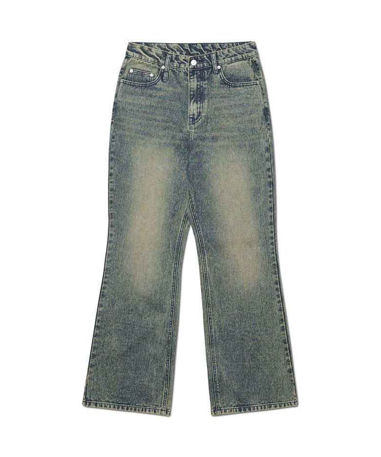 SOFT FLARE DENIM PANTS - WASHED BLUE