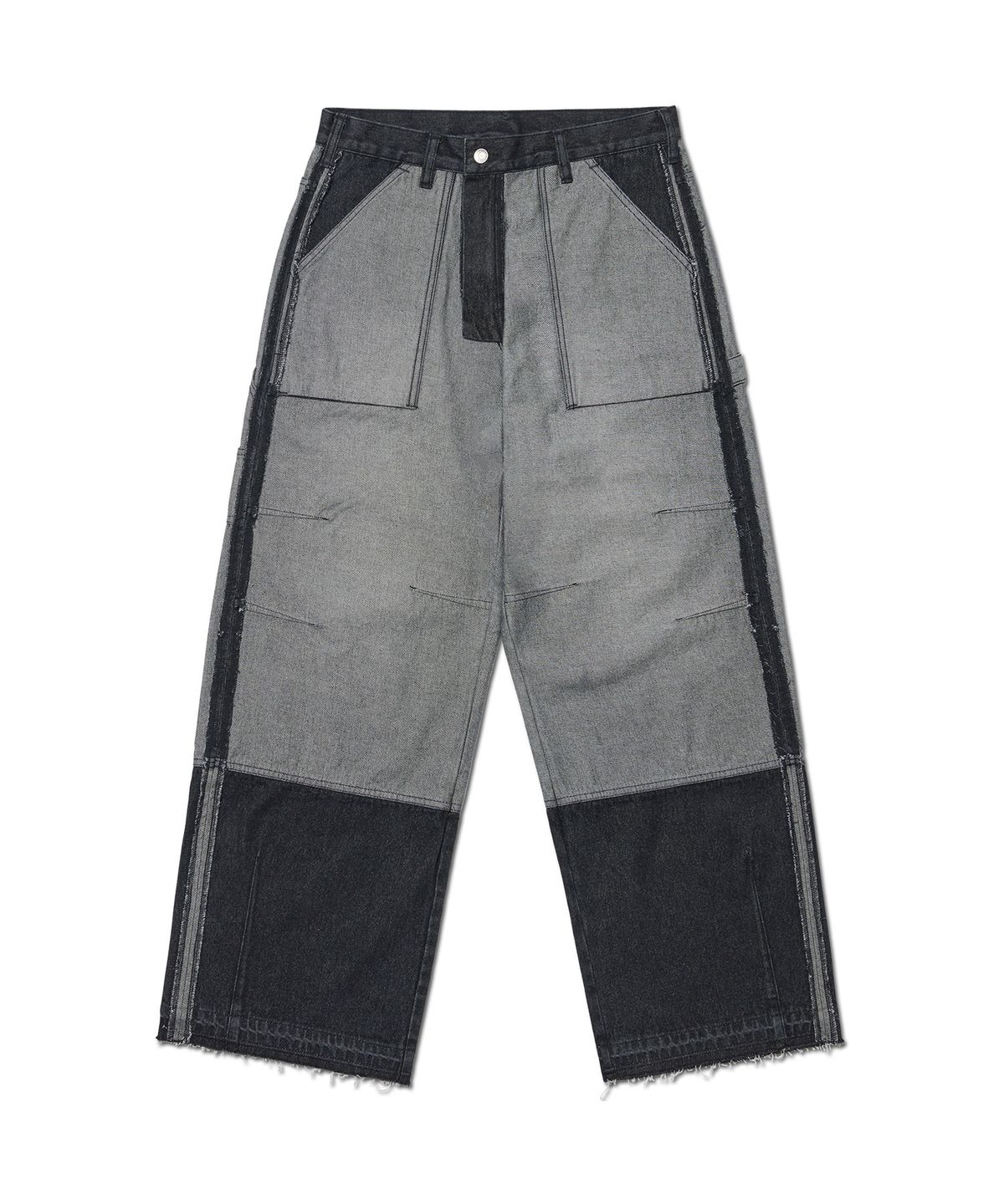 노매뉴얼(NOMANUAL) REVERSED CARPENTER DENIM PANTS - WASHED BLACK