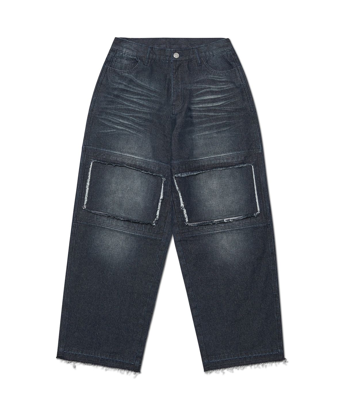 노매뉴얼(NOMANUAL) DESTROYED LAYER DENIM PANTS - WASHED NAVY