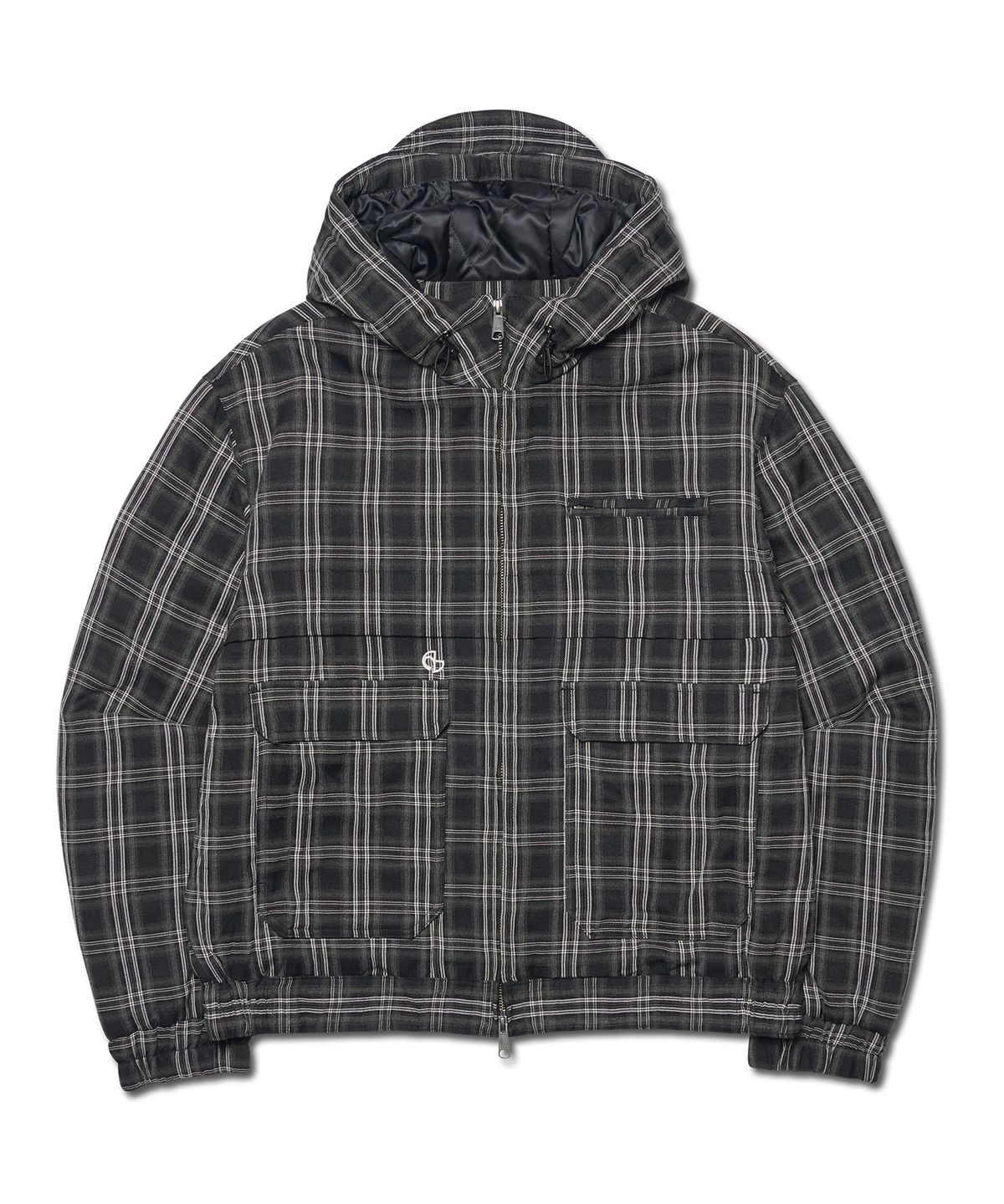 노매뉴얼(NOMANUAL) CHECK HOODED JACKET - BLACK