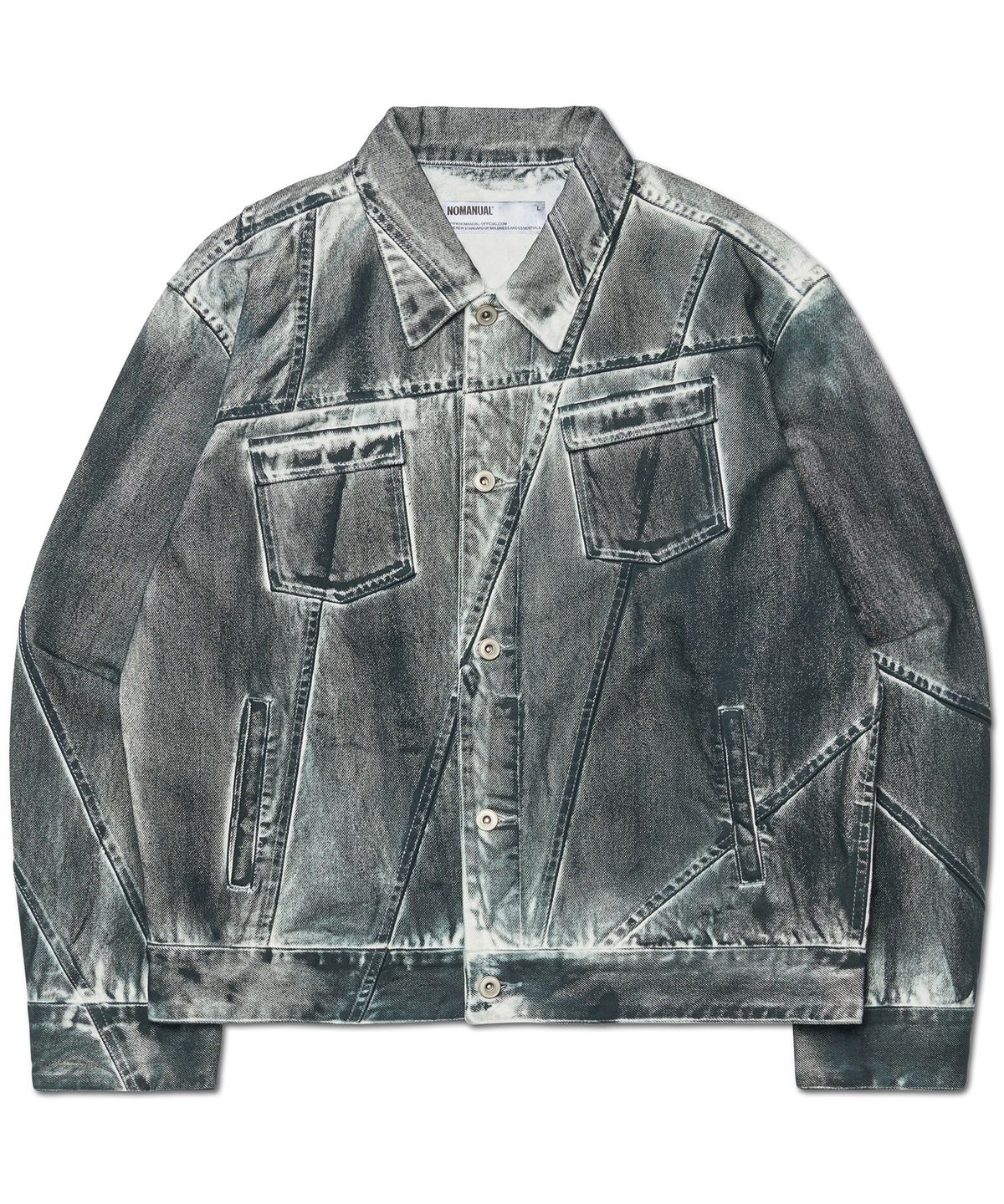 노매뉴얼(NOMANUAL) STAINED D.L DENIM TRUCKER JACKET - STAINED WHITE