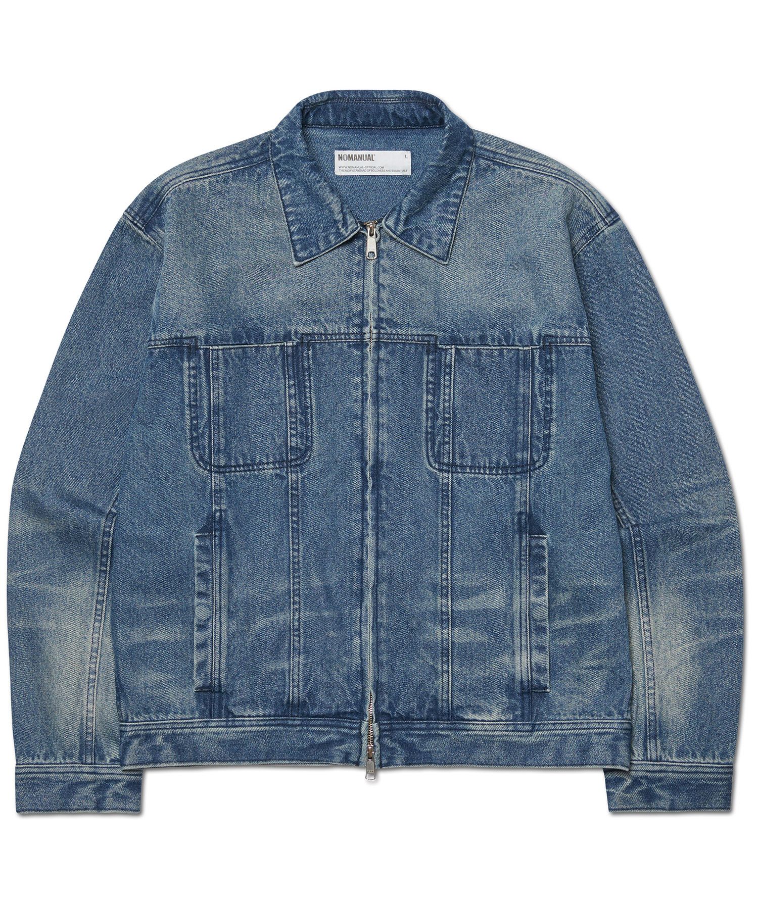 MUSINSA公式 | NOMANUAL WASHED DENIM TRUCKER JACKET - WASHED BLUE