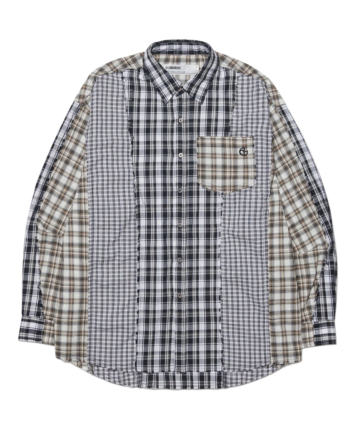 노매뉴얼(NOMANUAL) RAW EDGE CHECK SHIRT - BLACK