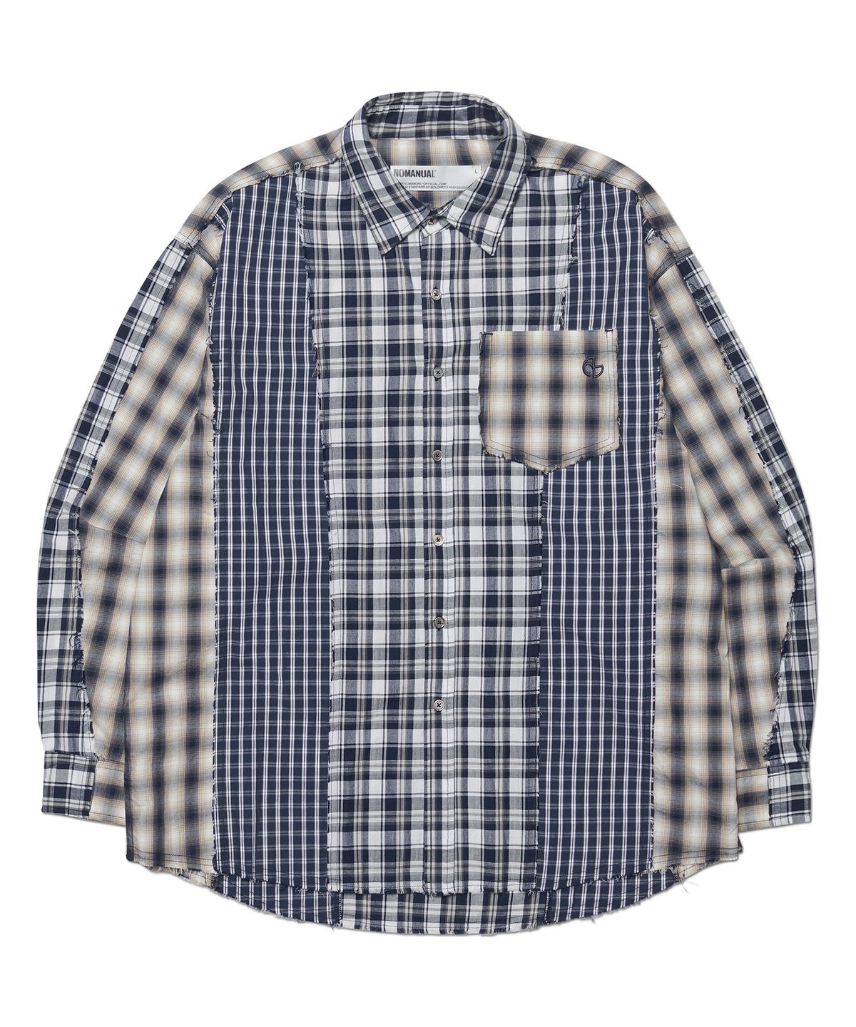 노매뉴얼(NOMANUAL) RAW EDGE CHECK SHIRT - NAVY