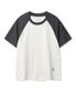 (우먼) 레글런 배색 반소매 티셔츠_크림