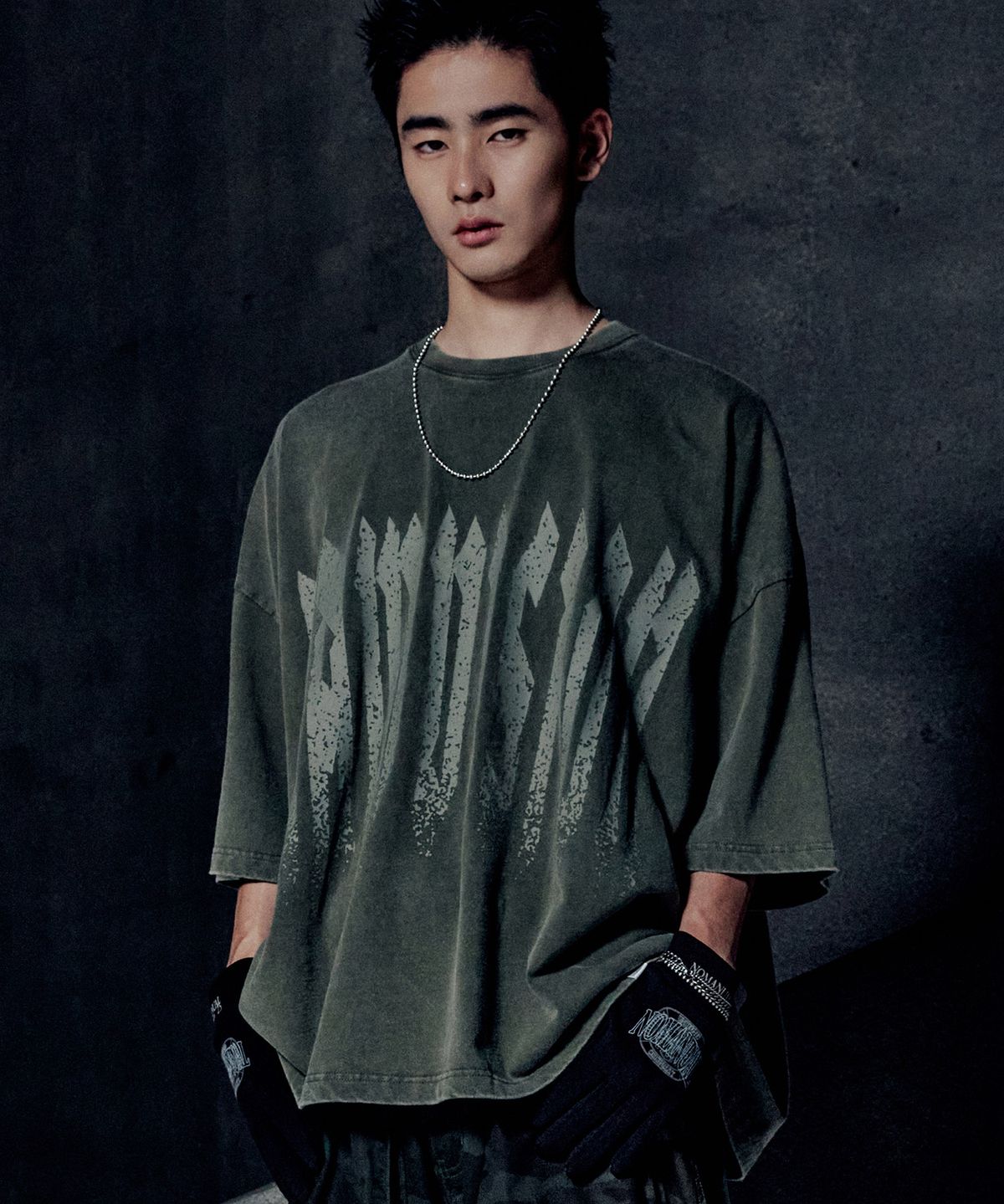 노매뉴얼(NOMANUAL) R.V BOX T-SHIRT - WASHED KHAKI