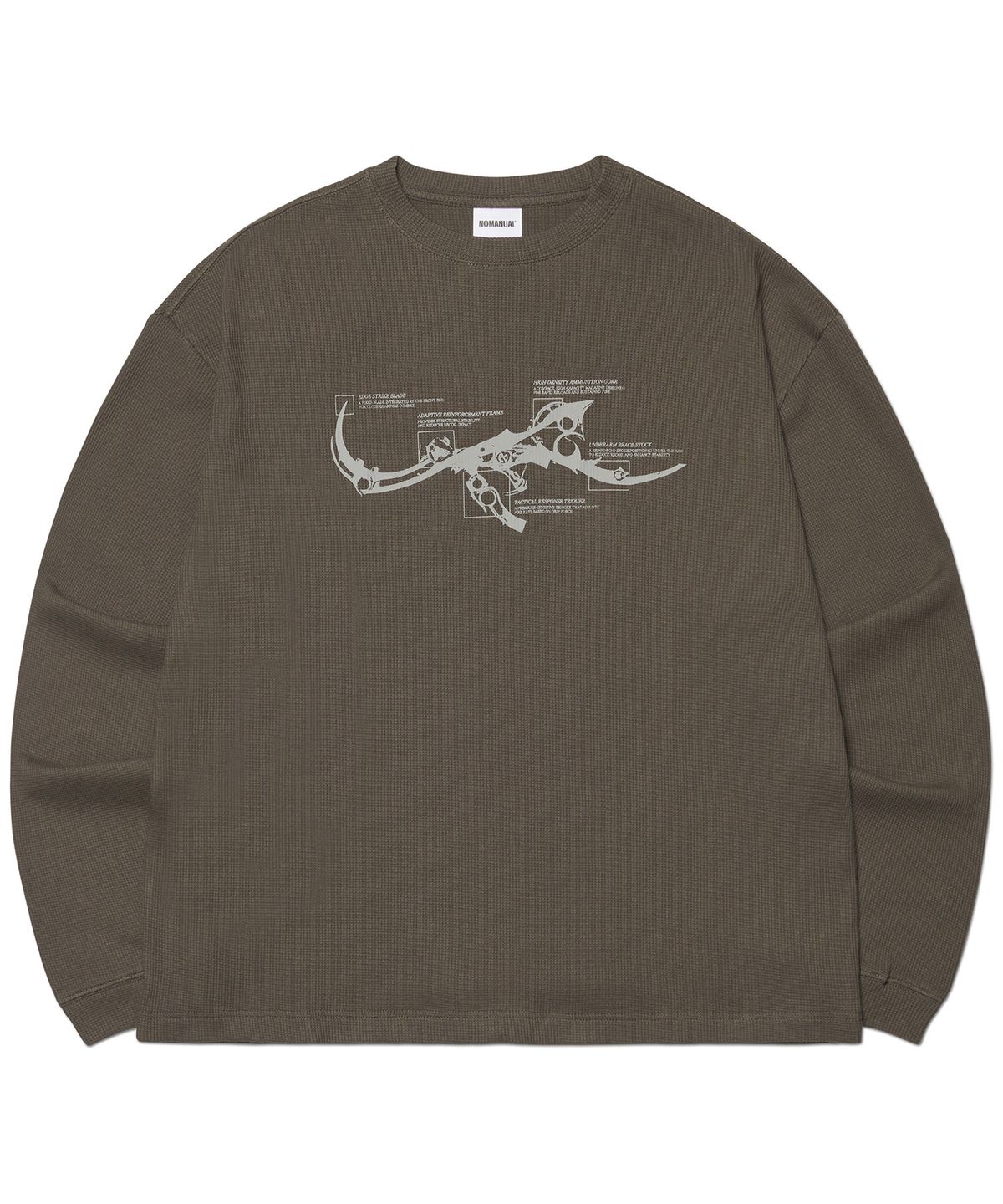 노매뉴얼(NOMANUAL) NM RIFLE WAFFLE LONG SLEEVE TEE - CHARCOAL
