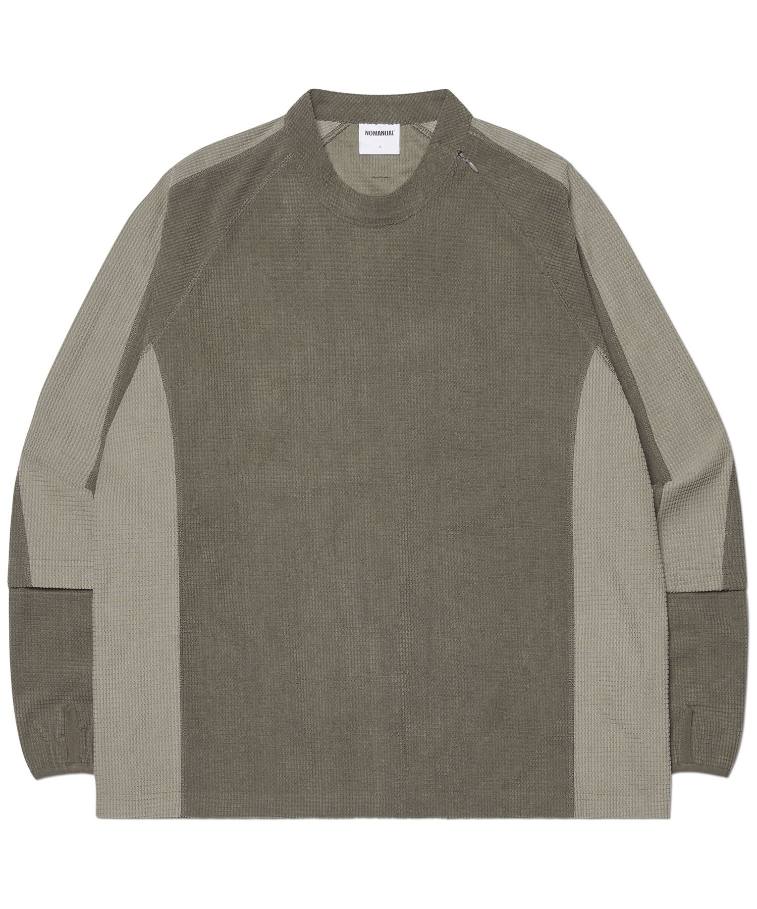 MUSINSA | NOMANUAL HEAVY WAFFLE LONG SLEEVE TEE - CHARCOAL
