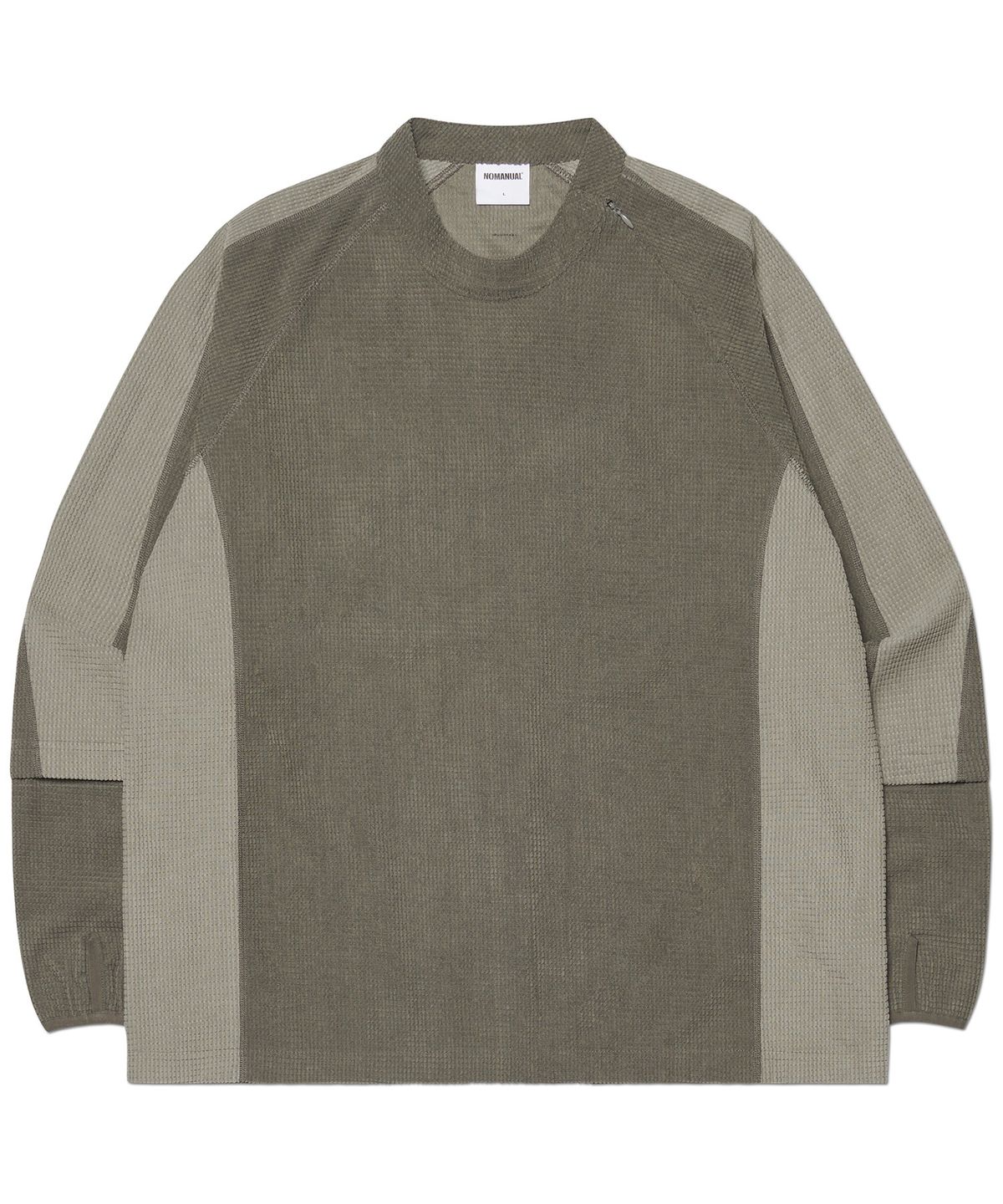노매뉴얼(NOMANUAL) HEAVY WAFFLE LONG SLEEVE TEE - CHARCOAL