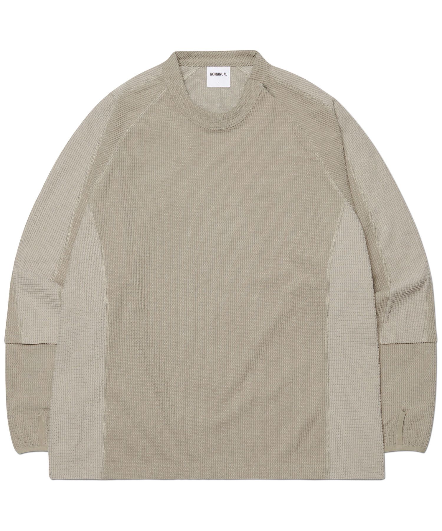 MUSINSA | NOMANUAL HEAVY WAFFLE LONG SLEEVE TEE - LIGHT GRAY