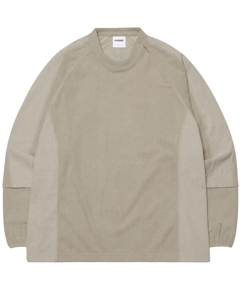 HEAVY WAFFLE LONG SLEEVE TEE - LIGHT GRAY