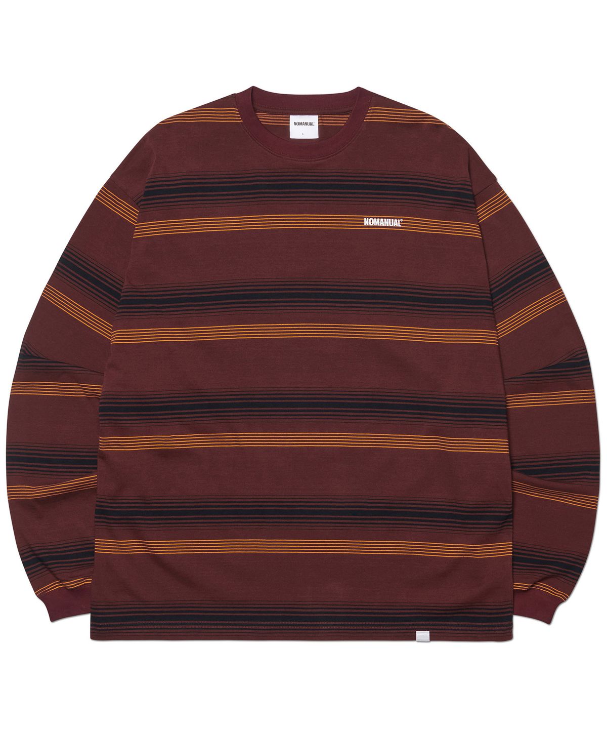노매뉴얼(NOMANUAL) NM STRIPED LONG SLEEVE TEE - BURGUNDY