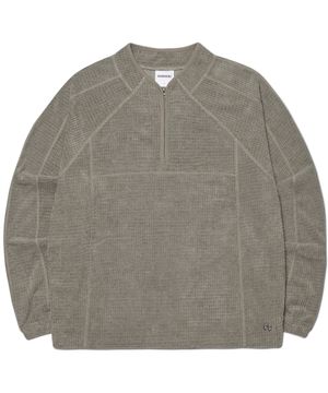 HEAVY WAFFLE HALF ZIP-UP - GRAY