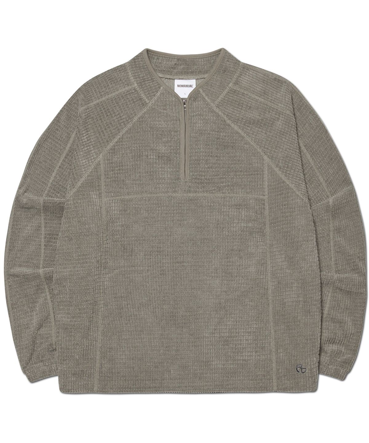 노매뉴얼(NOMANUAL) HEAVY WAFFLE HALF ZIP-UP - GRAY