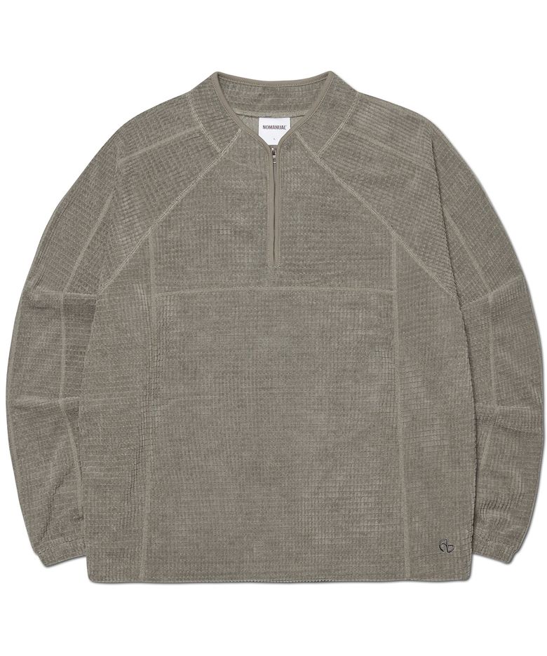 HEAVY WAFFLE HALF ZIP-UP - GRAY