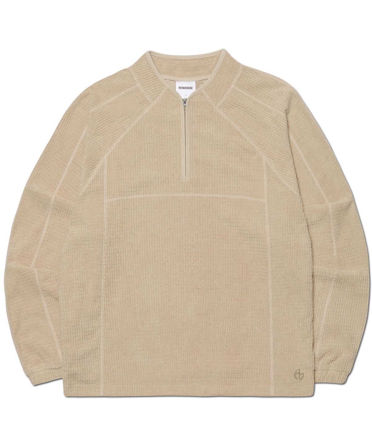 노매뉴얼(NOMANUAL) HEAVY WAFFLE HALF ZIP-UP - OATMEAL