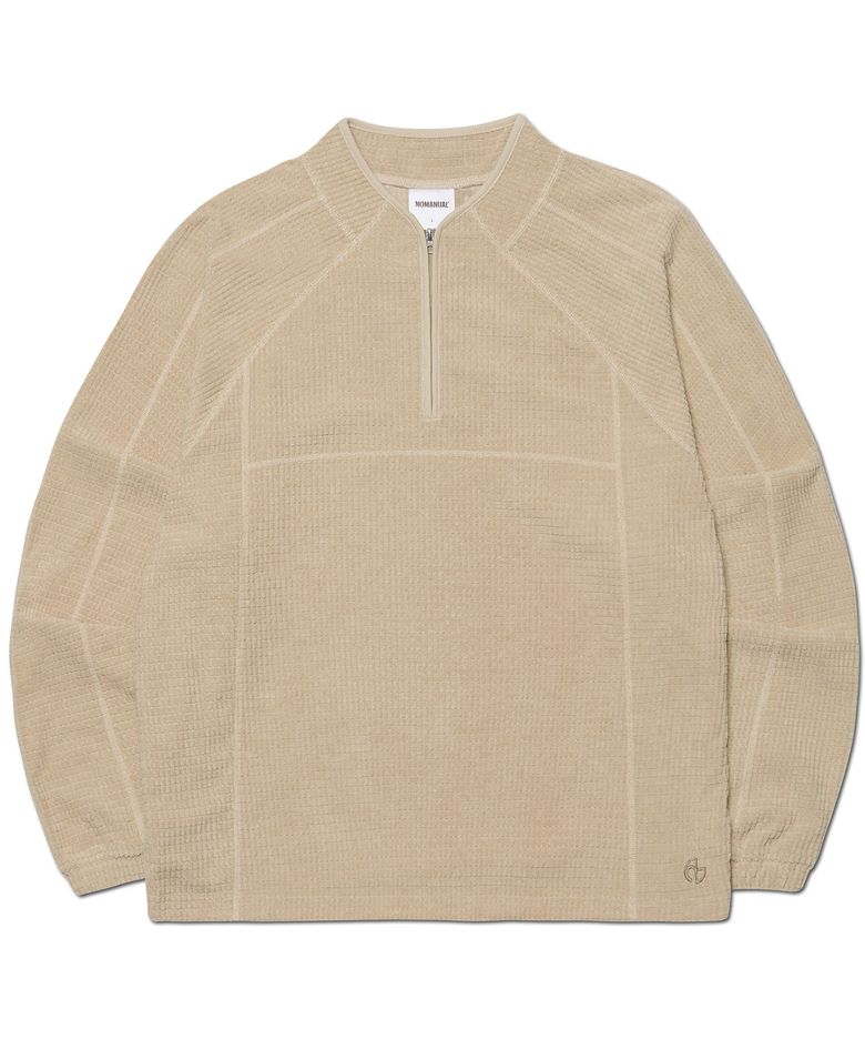 HEAVY WAFFLE HALF ZIP-UP - OATMEAL