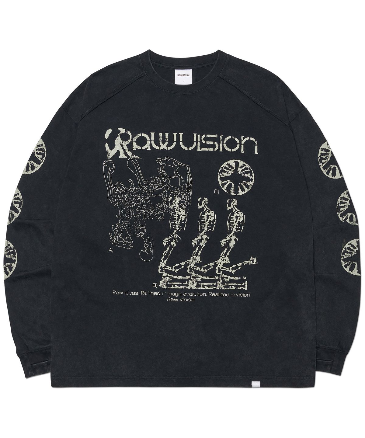 노매뉴얼(NOMANUAL) S.I LONG SLEEVE TEE - WASHED BLACK