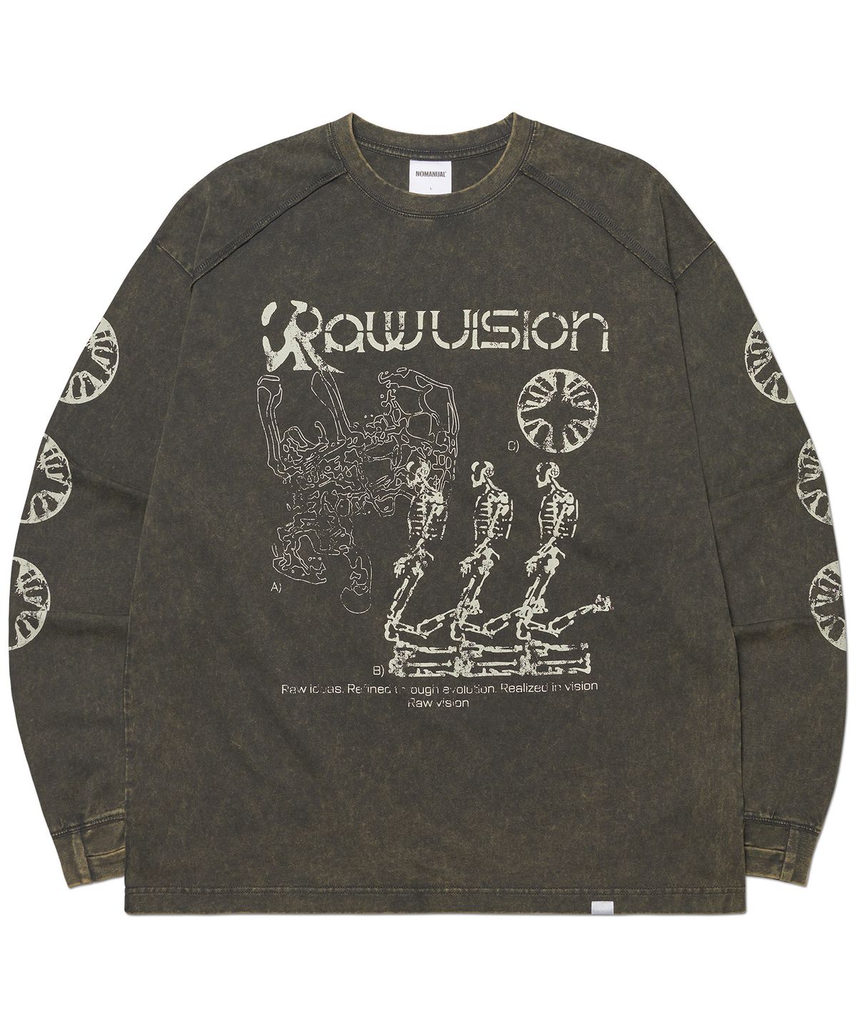 노매뉴얼(NOMANUAL) S.I LONG SLEEVE TEE - WASHED CHARCOAL