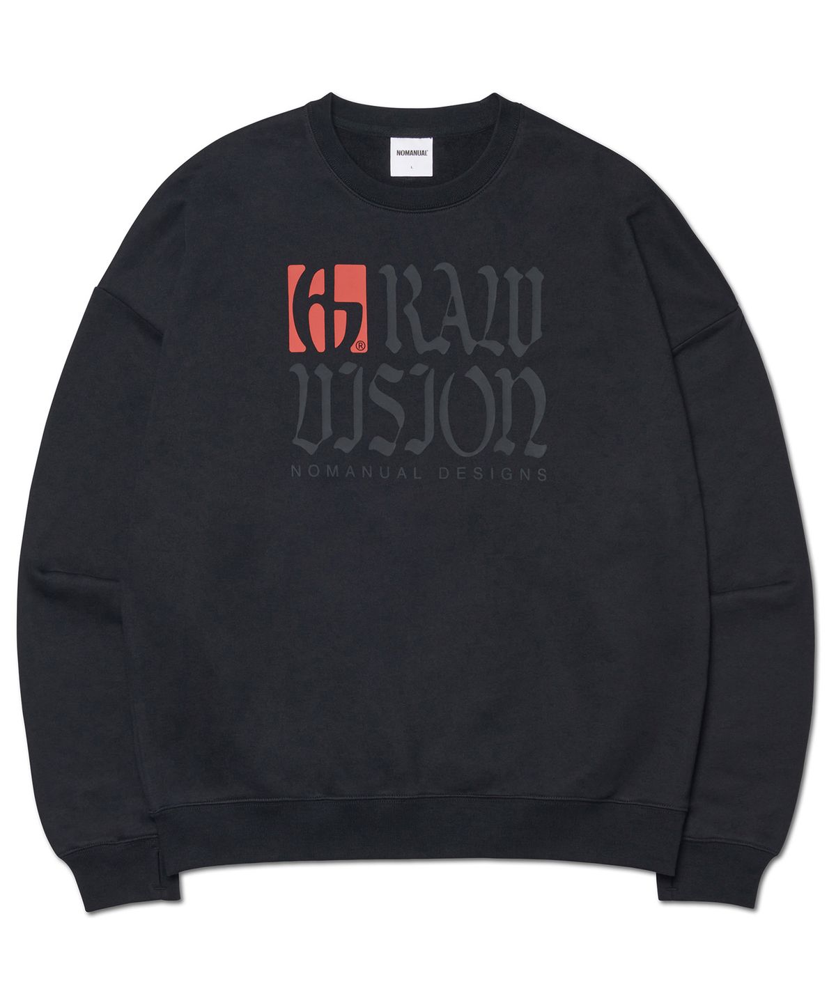 노매뉴얼(NOMANUAL) R.V LOGO SWEATSHIRT - BLACK