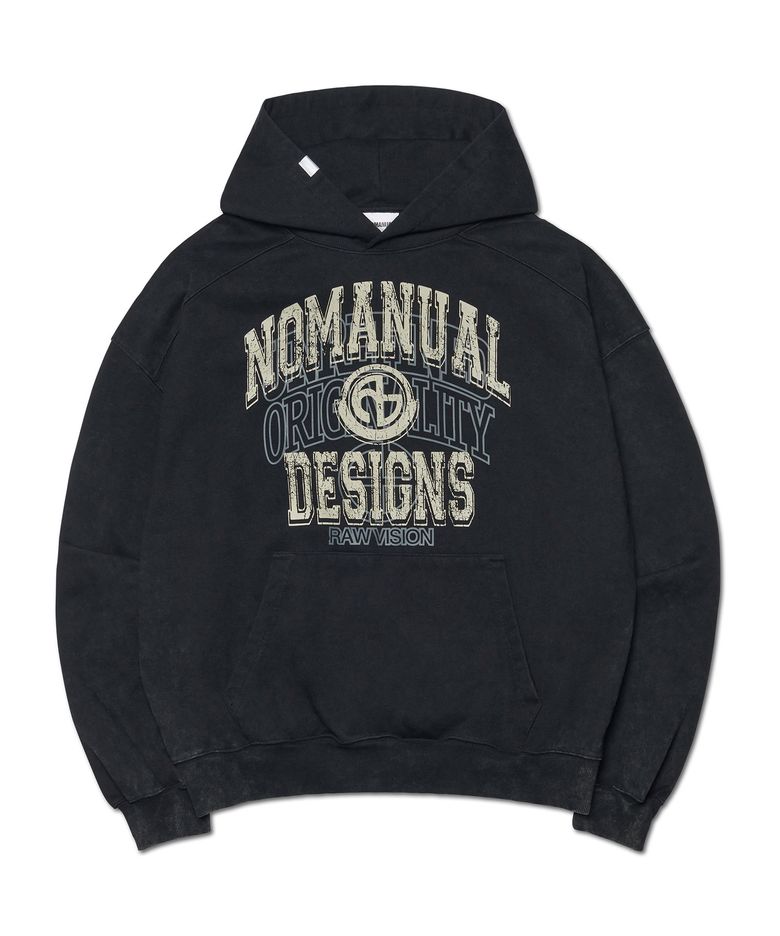 LAYERED ARCH GRAPHIC HOODIE - WASHED BLACK