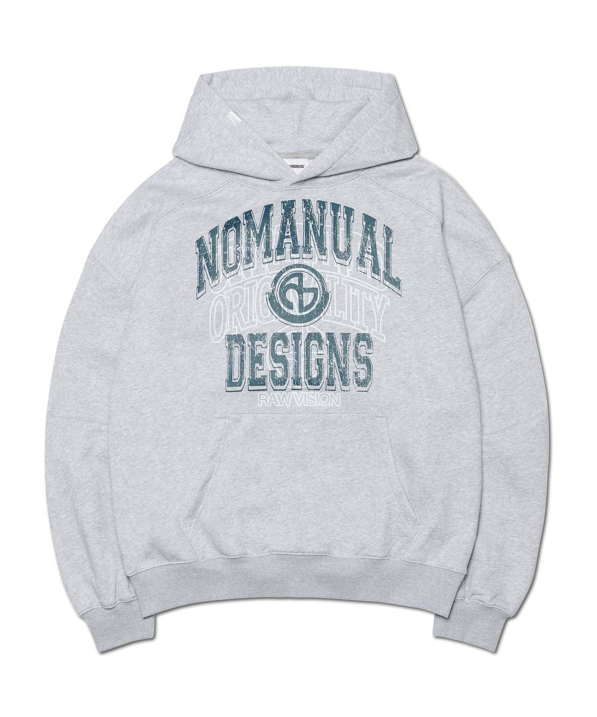 노매뉴얼(NOMANUAL) LAYERED ARCH GRAPHIC HOODIE - MELANGE