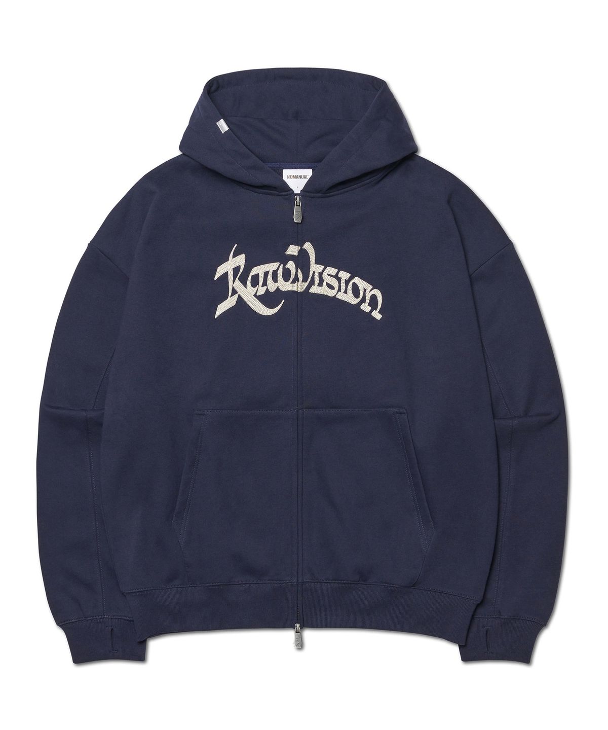 노매뉴얼(NOMANUAL) R.V CHAIN STITCHED HOODED ZIP-UP - DARK NAVY