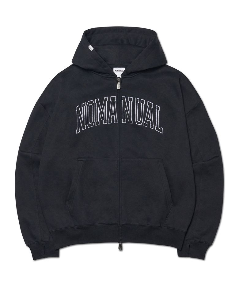 B.A HOODED ZIP-UP - BLACK