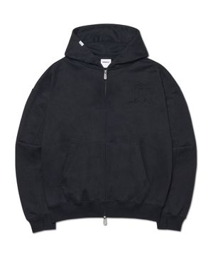 OVERLAY LOGO HOODED ZIP-UP - BLACK