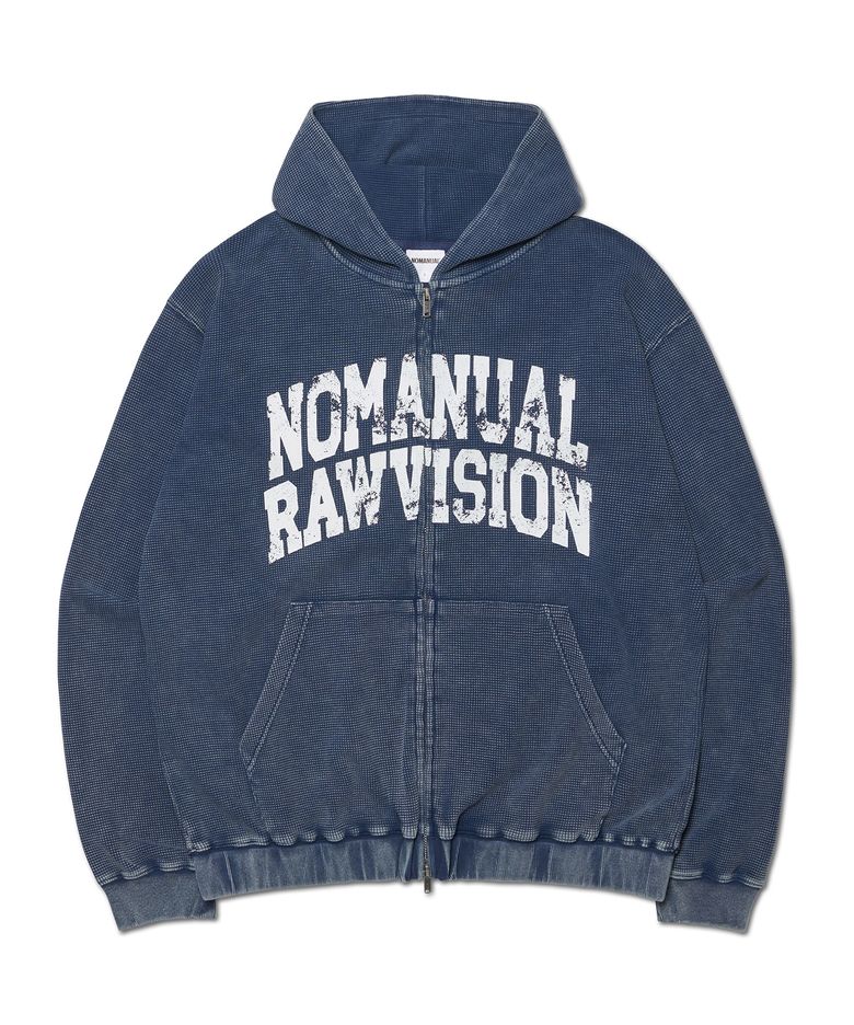 VINTAGE WAFFLE HOODED ZIP-UP - WASHED NAVY
