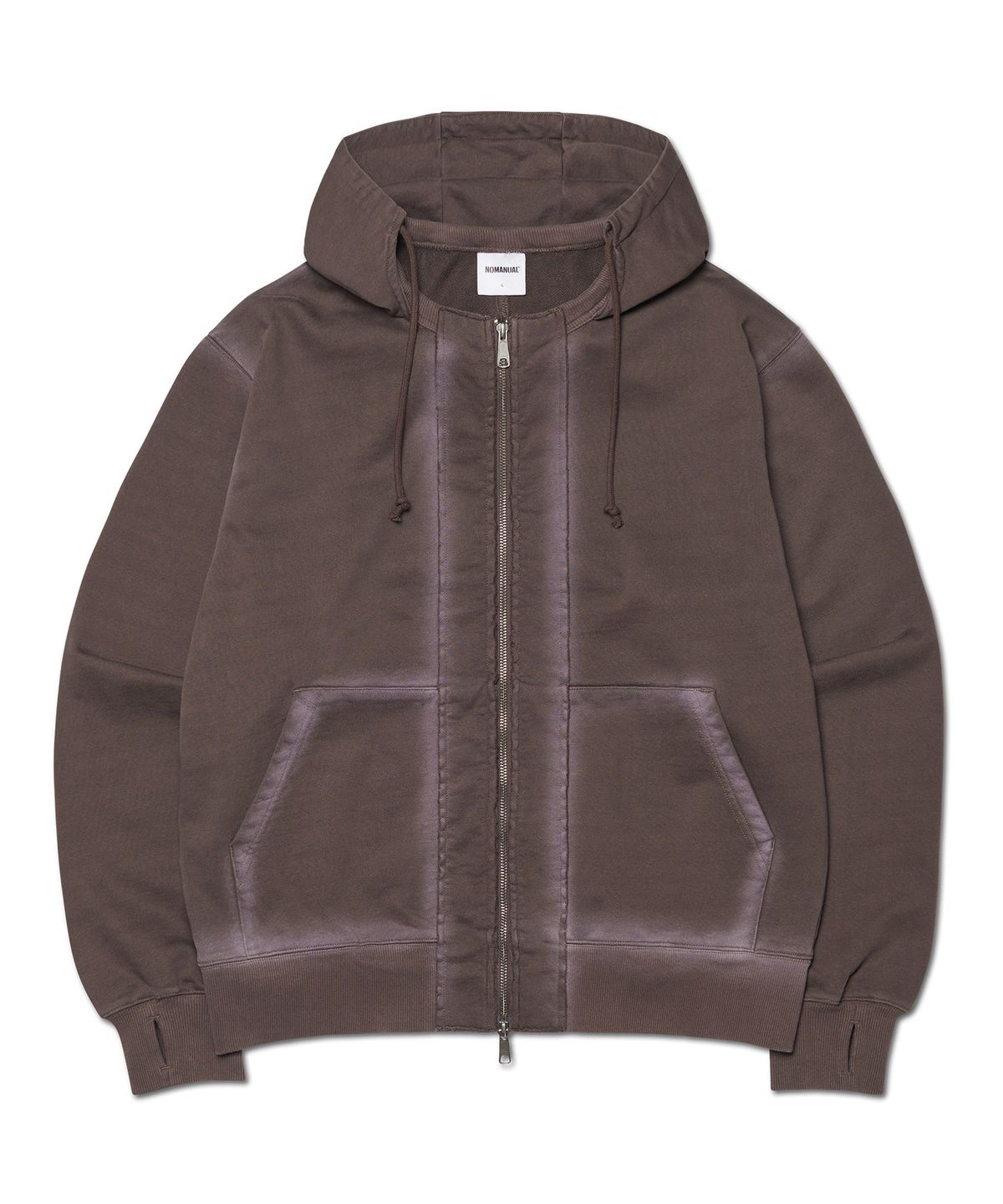 노매뉴얼(NOMANUAL) AFTER HOODED ZIP-UP - WASHED BROWN